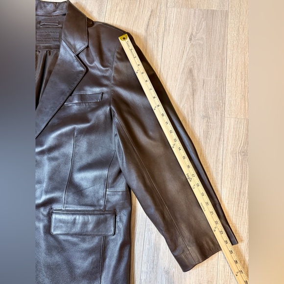 Roundtree & Yorke XL Brown Leather Blazer Coat Classic Notch Lapel Men’s Jacket - Picture 11 of 12